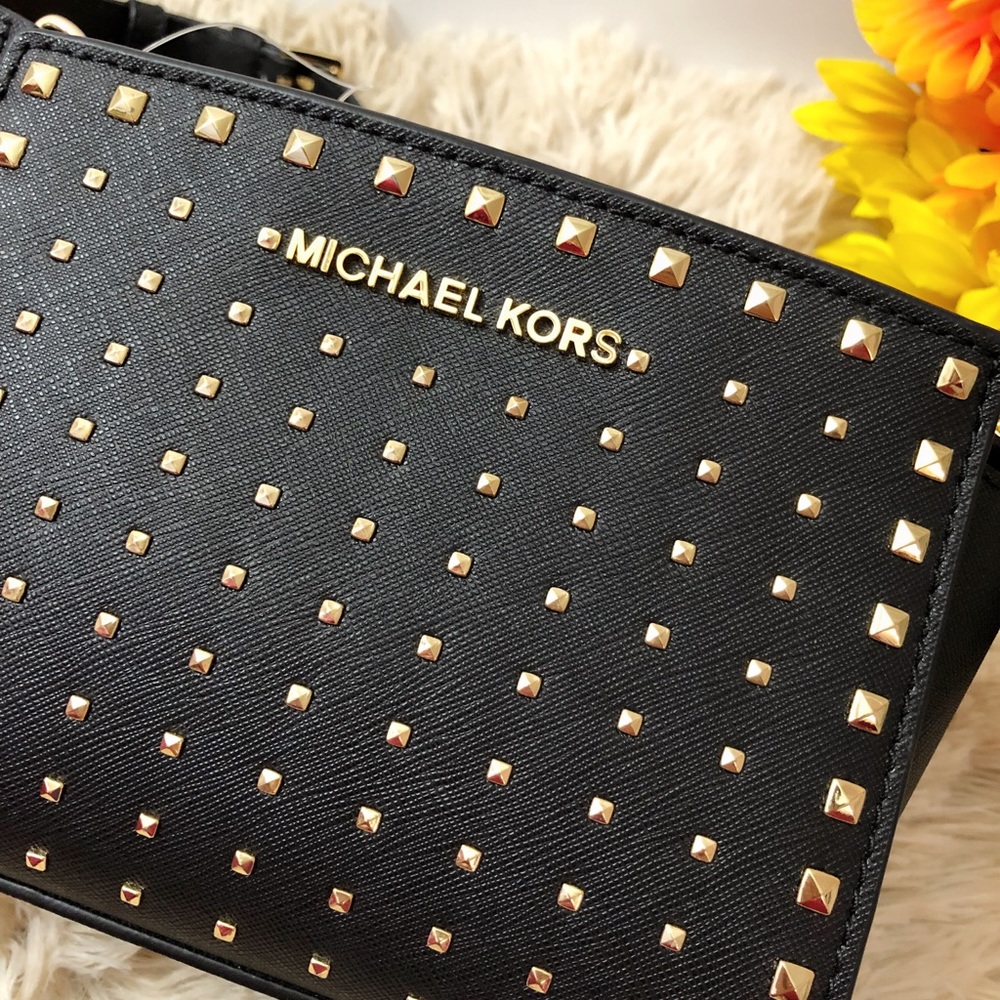 Michael Kors Selma Mini Leather Studded Crossbody - Picture 4 of 7